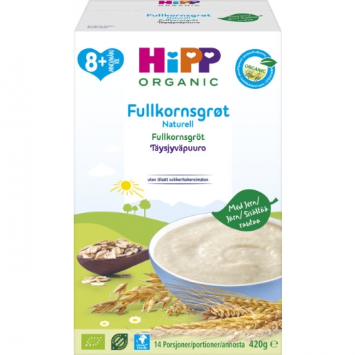 CC直邮1 HIPP喜宝Fullkornsgrot Naturell 有机麦粥8个月原味 420克#