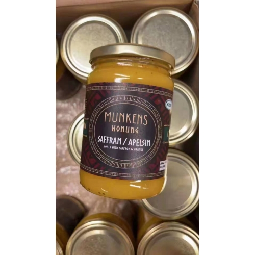 CC直邮1 瑞典农场Munkens有机藏红花蜂蜜（橙子味）500克