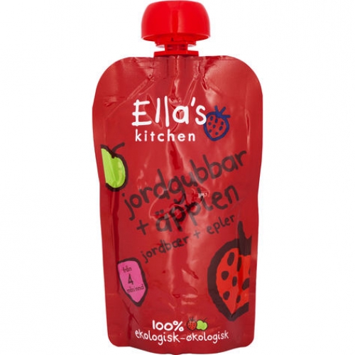 CC直邮1 Ella's Kitchen Jordgubb & Äpple 草莓苹果果泥6袋*120装4个月#