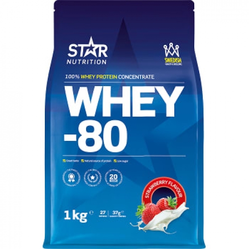 CC直邮1 瑞典Star Whey 80 蛋白粉草莓味 1kg#