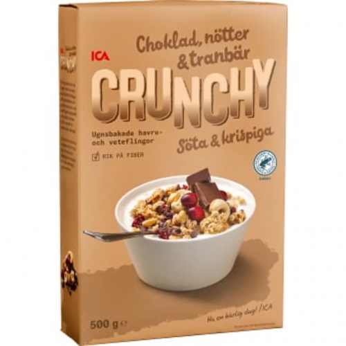 CC直邮1 ICA Crunchy Choklad 巧克力坚果蔓越莓脆脆麦片500克#