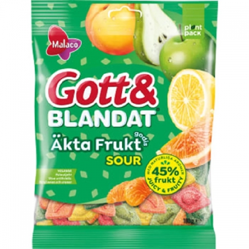 CC直邮1 Malaco Gott & Blandat Frukt Sur  酸水果混合水果糖180克#