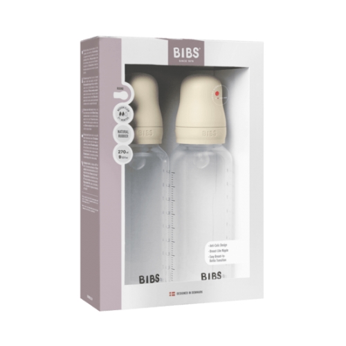 CC直邮1 BIBS Silicone 婴儿PP奶瓶中速硅胶奶嘴象牙色 270 ml（2个装）